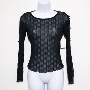 Vibe Sportswear Sheer Dark Coquette Bow Top Womens M (30" Chest) Black Layer New